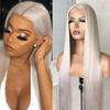 Missyvan White Hair Color 13 * 4 Lace Front Wig Glueless Long Straight Hair Wigs Platinum White Heat Resistant Fiber Hair Synthetic Lace Front Wigs for Fashion Women 28Inches view 3