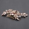 iluckin Rhinestone Wedding Hair Combs Leaves Design Crystal Bridal Hair Clips Alloy Hair Accessories for Women Rose Gold view 2