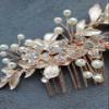 iluckin Rhinestone Wedding Hair Combs Leaves Design Crystal Bridal Hair Clips Alloy Hair Accessories for Women Rose Gold view 4