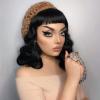 G&T Wig Rockabilly Vintage Wigs for Women, Short Black Wig with Bangs, Shoulder Length Heat Resistant Short Curly Bettie Page Wigs for Cosplay & Daily Use view 2