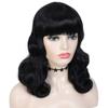 G&T Wig Rockabilly Vintage Wigs for Women, Short Black Wig with Bangs, Shoulder Length Heat Resistant Short Curly Bettie Page Wigs for Cosplay & Daily Use view 3