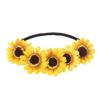 Sunflower Headband Flower Crown Hair Band Floral Headpiece Women Wedding Bridal Hairband Hair Hoop Festival Party Decoration Cosplay Costume Wreath Cute Handmade Hair Accessories Yellow 1 Pack view 1