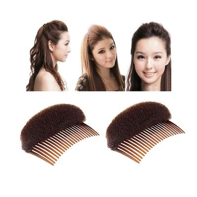 2Pcs Sponge Hair Pad Charming Bump It Up Volume Inserts Comb Base Bun Maker Do Beehive Hair Styler Insert Tool for Women Girl (Brown)