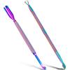 2PCS Metal Cuticle Pusher and Scraper (Chameleon/Rainbow), Colorful Nail Trimmer Cutter Stainless Steel Gel Scraper Tool, Polish Remover Peeler Salon Manicure Cleaner for Fingernail and Toenail view 1