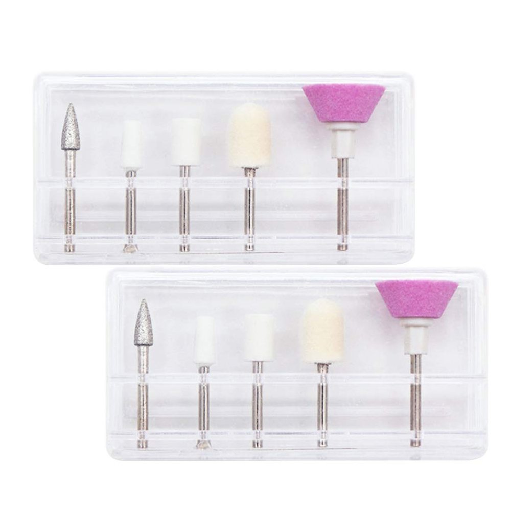 10pcs Nail Polishing Manicure Grinding Attachments for Electric Nail Drills for Natural and Sanding Supplies