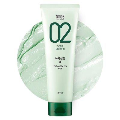 AMOS PROFESSIONAL The Green Tea Pack 8.45 oz (250ml) | Nourishing and Moisturizing Deep Conditioner for Hair Growth | Korean Hair Salon Brand