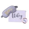 3-in-One Bridesmaid Gift Set with Makeup Bag Sleep Mask Compact Mirror Bachelorette Bridal Party Gift (White, Wifey) view 1