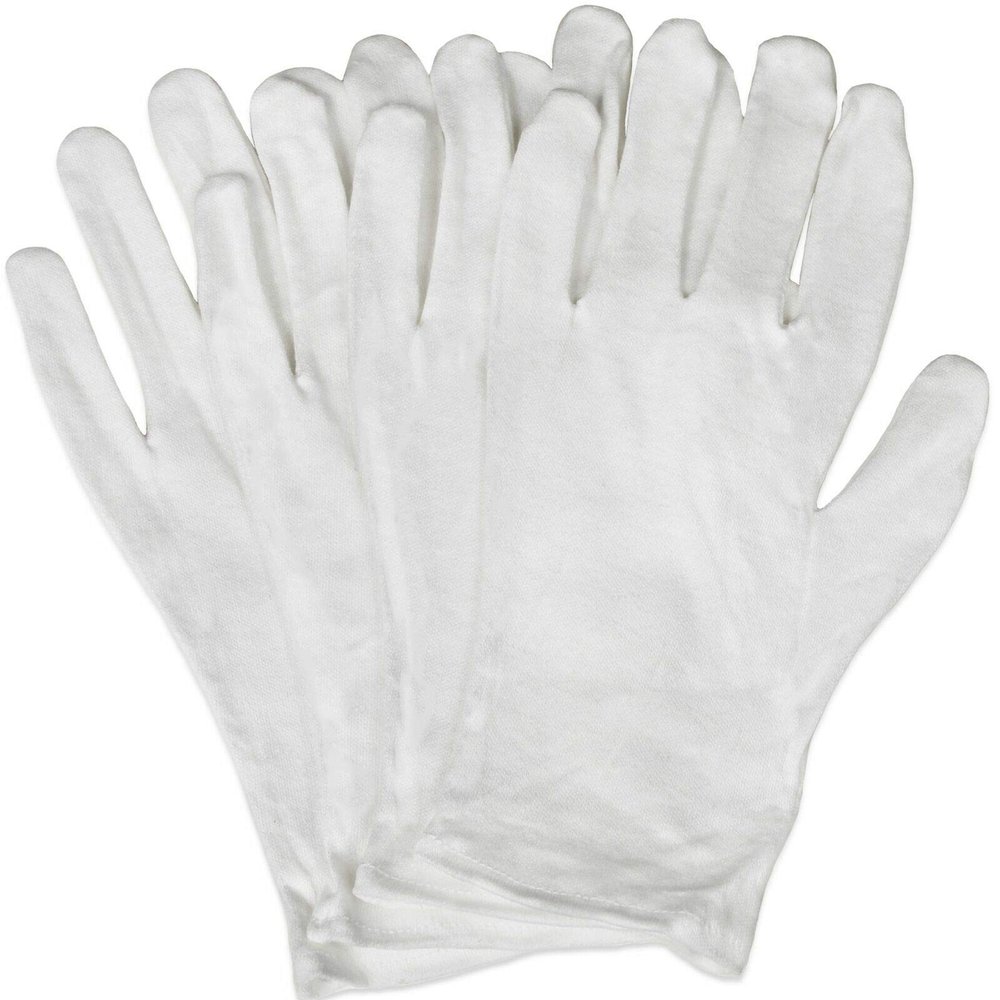 AnHua White Cotton Gloves for Cosmetic Moisturizing Coin Jewelry Inspection Spa Beauty (3 Pairs)