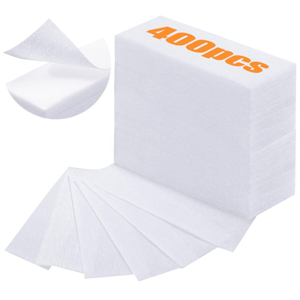Blulu 400 Wax Strips Non Woven for All Skin Types Facial and Body Hair Removal Wax Paper Strips Epilating for Leg, Chest, Back, Intimate Area And Face 10 x 3.8 cm(White)