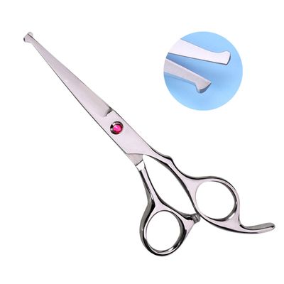 Kids Hair Cutting Scissors Set Professional 6.5 inch Saftey Round Head Hair cut Scissors Kit with Cutting Thinning Scissors Hairdressing Shears Set for Barber Salon red