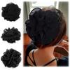 Ladiesway Large Chiffon Claw Clip Hair Bow | Large Size Black Fabric Ribbon Flower Rose | Claw Jaw Clamps Clips Accessories for Women & Girls Thick or Fine Hair view 1