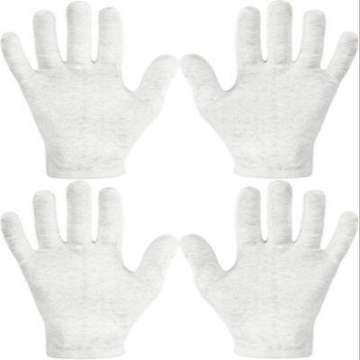 AnHua White Cotton Gloves for Cosmetic Moisturizing Coin Jewelry Inspection Spa Beauty (2 Pairs)