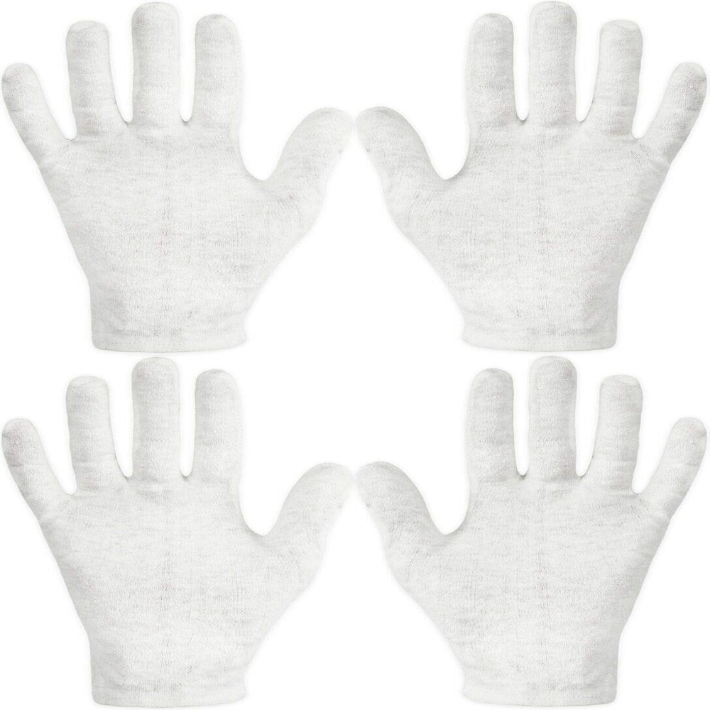 AnHua White Cotton Gloves for Cosmetic Moisturizing Coin Jewelry Inspection Spa Beauty (2 Pairs)