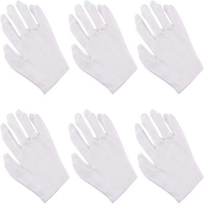 AnHua White Cotton Gloves for Cosmetic Moisturizing Coin Jewelry Inspection Spa Beauty (6 Pairs)