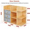 Large Bamboo Makeup Organizer For Vanity, Large Capacity 3 Tiers Bamboo Bathroom Counter Organizers and Storage, Countertop Make Up Skin Care Holder with 3 Brush Holders 3 Drawers 7 Compartments view 2