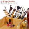 Large Bamboo Makeup Organizer For Vanity, Large Capacity 3 Tiers Bamboo Bathroom Counter Organizers and Storage, Countertop Make Up Skin Care Holder with 3 Brush Holders 3 Drawers 7 Compartments view 3