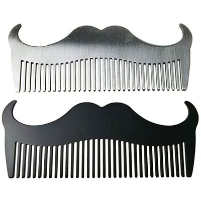 2pcs Hair Styling Comb Stainless Steel Comb Hairdressing Men Beard Goatee Barber Accessories