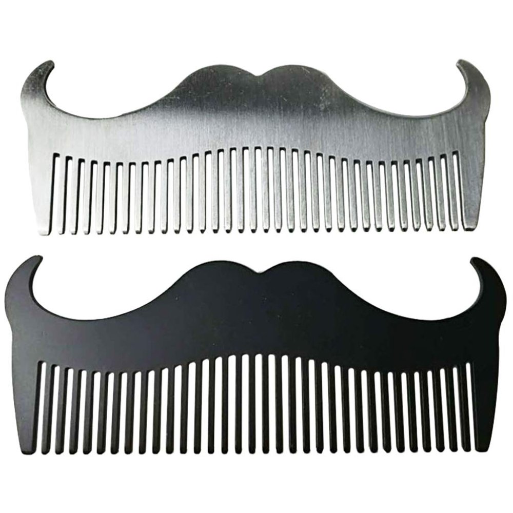 2pcs Hair Styling Comb Stainless Steel Comb Hairdressing Men Beard Goatee Barber Accessories