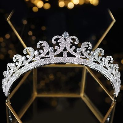 Jorsnovs Cubic Zirconia Royal Princess Diana Style Pearl Wedding Bridal Tiaras and Crowns CZ Pageant Headpieces Hair Jewelry (D-Silver)