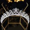 Jorsnovs Cubic Zirconia Royal Princess Diana Style Pearl Wedding Bridal Tiaras and Crowns CZ Pageant Headpieces Hair Jewelry (D-Silver) view 1