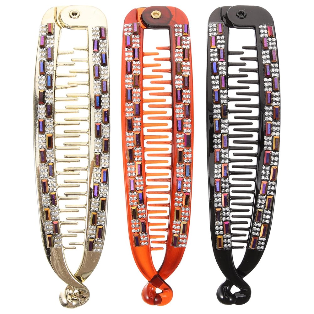 Beaupretty 3pcs Rhinestone Hair Clips for Women Fish-shaped Ponytail Holders Bright and Durable Hair Accessories for Parties and Everyday Style
