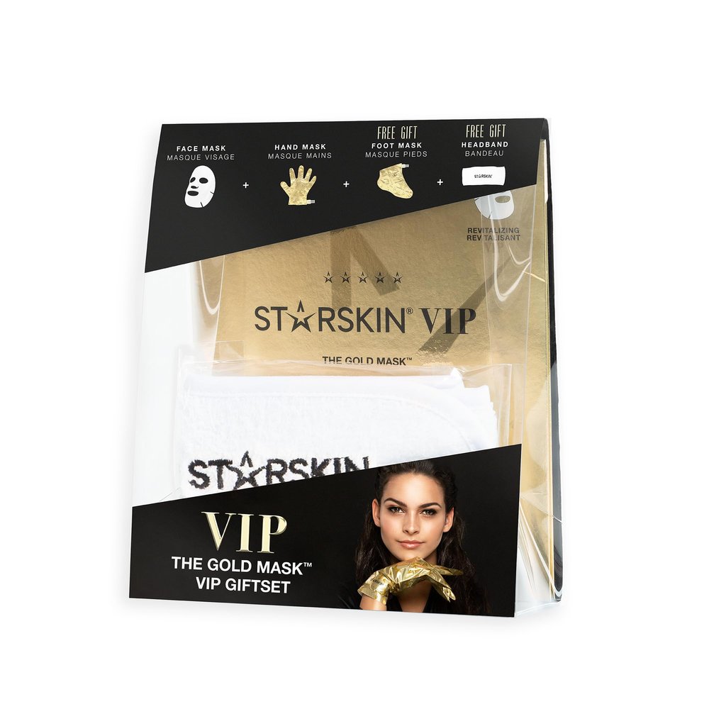 STARSKIN VIP The Gold Mask Giftset - High-end Gift - Complete Collection - Includes Hand, Foot, and Face Masks Headband