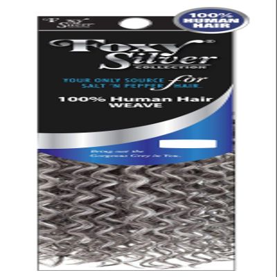 Alicia Beauty Foxy Silver Collections Blend Human Hair & Heat High Fiber, Curly Medium Length Weave Gorgeous Grey - JERRY CURL 12(PLAT)