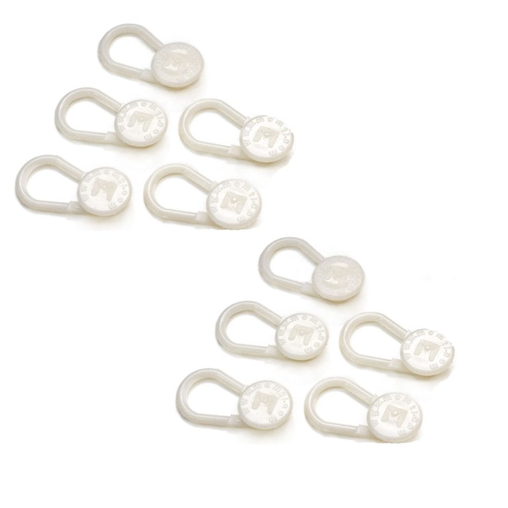 10 x Button Pant Extenders - Revives Your Family's Wardrobe - Buttons On & Off In A Second - Perfect To Temporary Stretch Pants, Shorts & Skirts In The Belly Area White