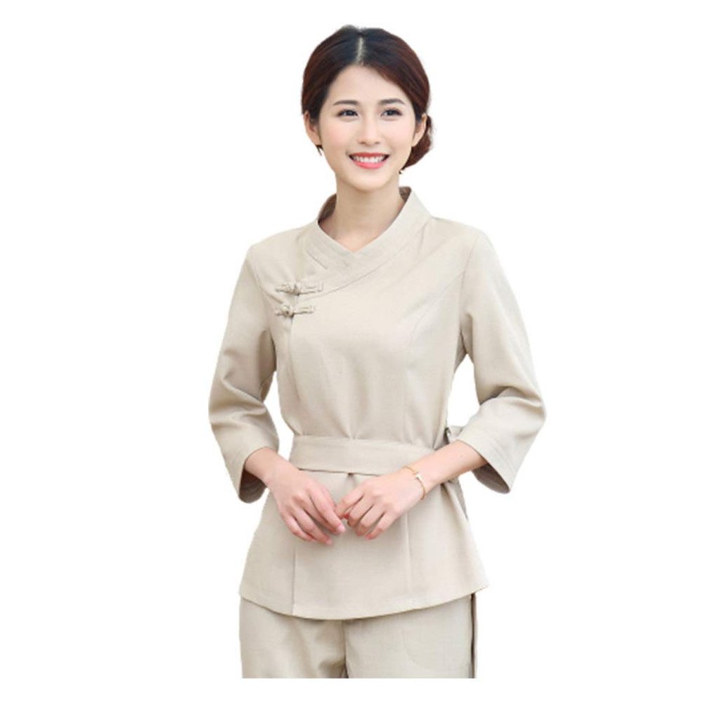 Beaupretty 1set Beige Beauty Technician Overalls for Spa and Salon Lightweight Pants Uniform for Hair Dyeing and Aesthetic Services Xxxl