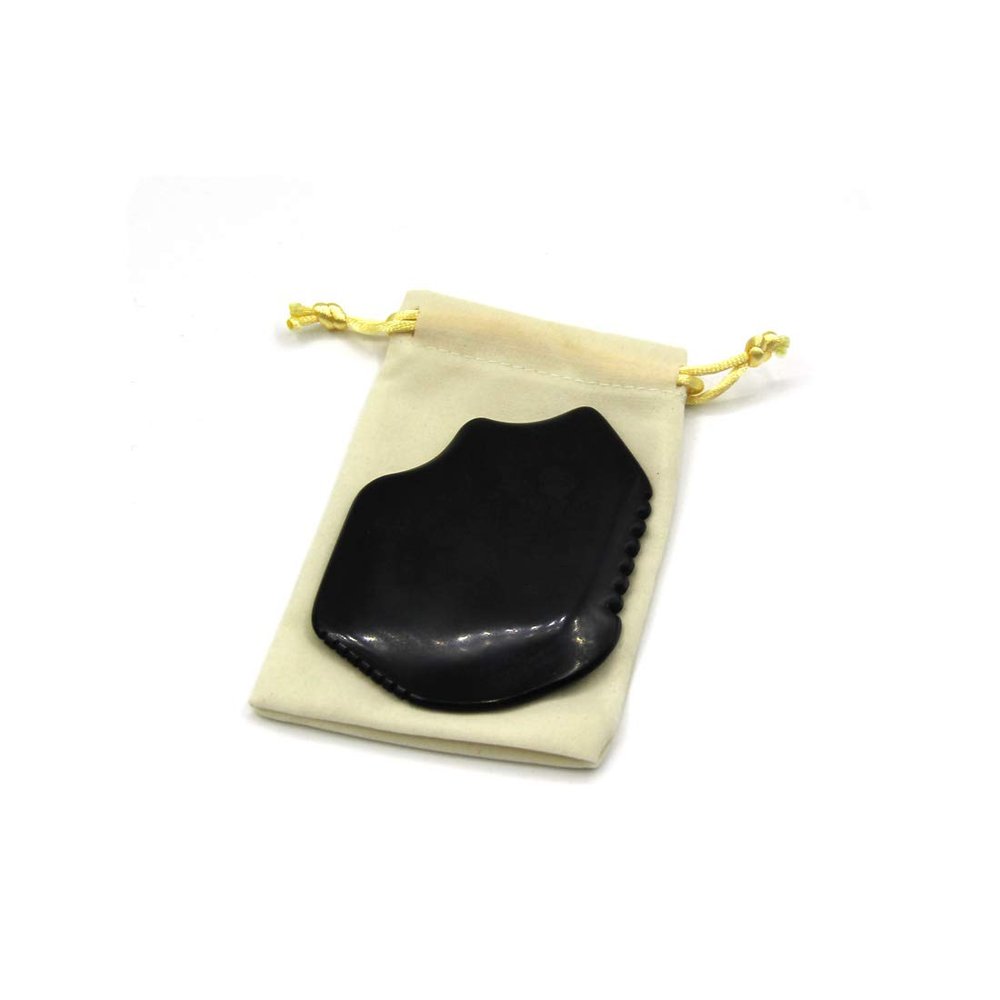 Gua Sha Massage Tool Jade Facial Gua Sha Natural Gemstone Face Massage Tool for Anti-aging and Anti-wrinkle (black 02)