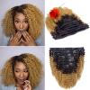 Afro Kinky Clip Ins Human Curly Hair Clip In Extensions 3C 4A 4B Natural Afro Kinkys Curly Hair Extensions Clip In For Black Women Two Tone Blound Ombre Full Head Afro Curly Clip Ins #1b/27 18 Inch view 1