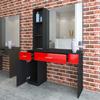 Artist hand Wall Mount Salon Station Barber Stations Styling Station Barber Beauty Spa Salon Equipment Set with Mirror,Left Shelf (Black/Red) view 3