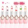 Btspring Clear Flower Jelly Lipstick, 6 Packs Nutritious Moisturizer Lip Balm Temperature Color Change Lipstick Matte Long Lasting Lip Gloss (Pink) view 1