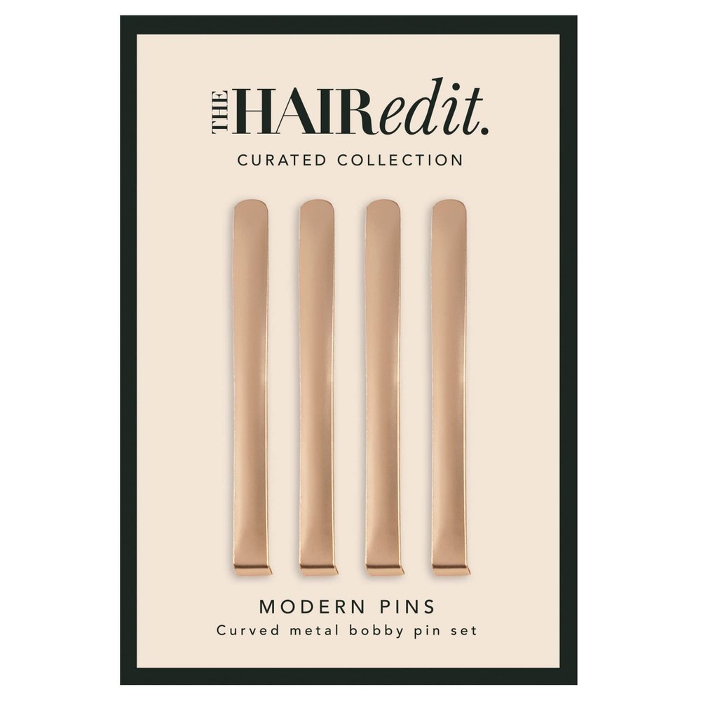 The Hair Edit Modern Bobby Pins - Gold Metal Fashion Hair Clips, 4 pack