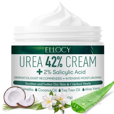 Ellocy Urea cream 40 perent for feet: Maximum Strength Urea lotion for cracked Heels and Rough Thick Skin for foot- 42% Crema 5.29 oz.