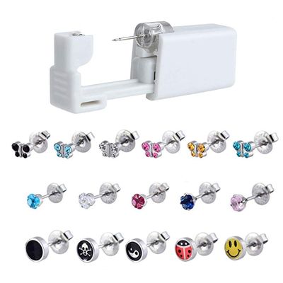 CHUANCI Disposable Sterile Ear Piercing Unit for Baby Ear Tragus Piercing Gun Little Children NO Pain Piercer Tool Machine Kit Stud (81-611,6mm Topaz Butterfly)
