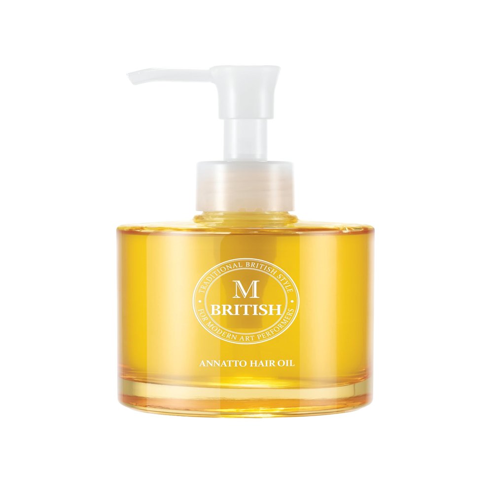BRITISH M Annatto Hair Oil 4.73 fl. oz  Frizz-Free Shine, Deep Hydration, Natural Vegan Formula, UV Protection, Salon-Quality for All Hair Types