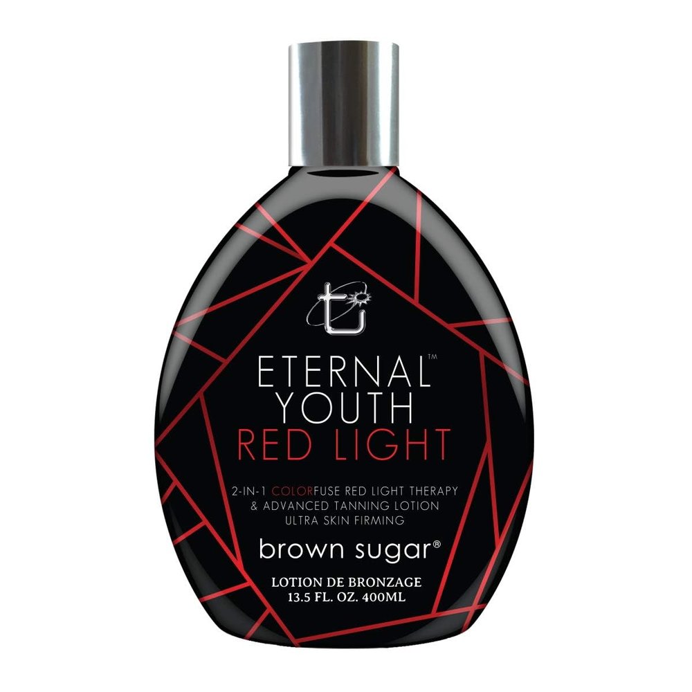 Brown Sugar Eternal Youth Advanced Tanning Lotion 13.5 oz  Red Light Technology, Age-Defying Formula, Skin Firming & Hydrating for Youthful Radiant Glow