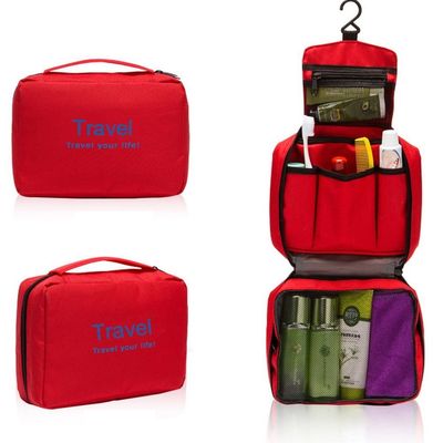 AnHua Travel/Camping Wash Toiletry Bag Makeup Case Hanging Grooming Mens/Ladies (Red)