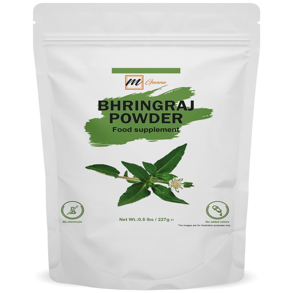 mGanna (0.5 Pound) 100% Natural Bhringraj Powder 227 Grams | Pure Eclipta Alba For Hair Health & Skin