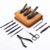 FAMILIFE Manicure Set, Professional Manicure Kit Nail Clipper Set Stainless Steel Pedicure Tools Kit with Leather Travel Case for Women Girl Men (Brown) view 1