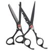 Inzopo 2 Pack 6.7 Inch Stainless Steel Hair Cutting & Thinning Scissors Shears Salon Hairdressing Barber Styling Tool Black view 1