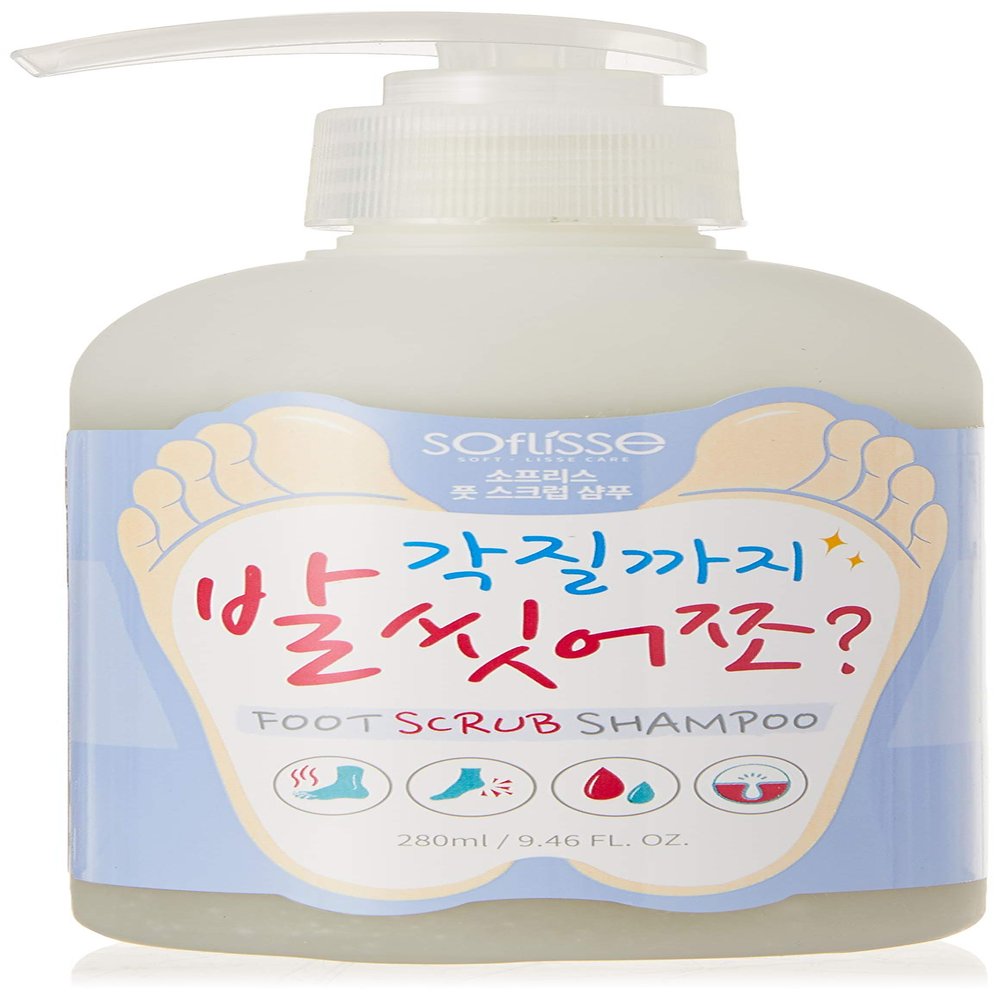 [Soflisse] Foot Scrub Shampoo, Hypoallergenic Exfoliating Foot Wash with Charcoal Powder, 11.83 fl.oz