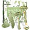 4-pcs Jade Roller & Gua Sha Set, Facial Roller Massager with Gua Sha Scraping Tool, Jade Stone Massager for Anti-aging, Slimming & Firming, Rejuvenate Face and Neck, Remove Wrinkles & Eye Puffiness view 1