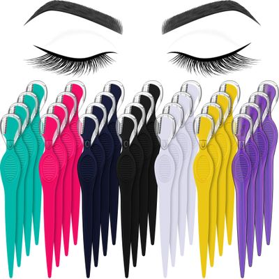 Mudder 28 Pcs Eyebrow Razor Knife Shaver Trimmer Shaver Multipurpose Exfoliating Tool Facial Hair Removal for Women Valentine Gift Giving(Multi-Colors)
