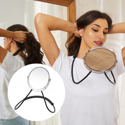 Grandeco Double Sided Mirror, Standard Viewing and 5X Magnification, Mirror' arm is Flexible to Around The Neck