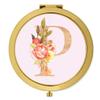 Andaz Press Gold Compact Pocket Makeup Mirror Bridesmaid's Wedding Gift, English Garden Florals, Monogram Letter P, 1-Pack, Girls Women Bachelorette Bridal Shower Wedding Party Gifts view 1