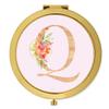 Andaz Press Gold Compact Pocket Makeup Mirror Bridesmaid's Wedding Gift, English Garden Florals, Monogram Letter Q, 1-Pack, Girls Women Bachelorette Bridal Shower Wedding Party Gifts view 1