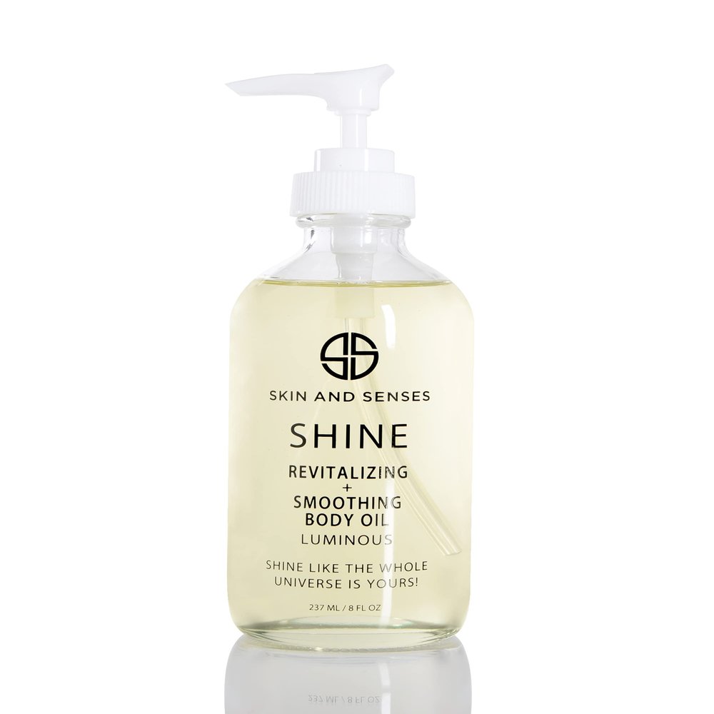 Shine Revitalizing & Smoothing Body Oil Luminous 100% Natural, plant-based ingredients Loaded with a blend of Healing Oils and Vitamin E, that deeply soothe, and moisturizes the skin.