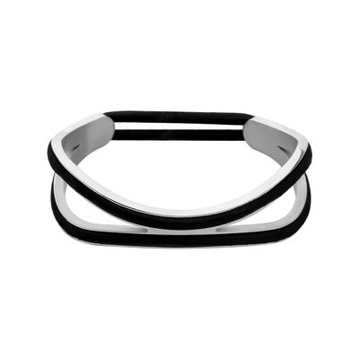 Zuo Bao Stainless Steel Grooved Bracelet, Double Hair -S Holder for Women, Holds 2 Hair Ties, 316L Metal, Round, S Hook, Bracelet